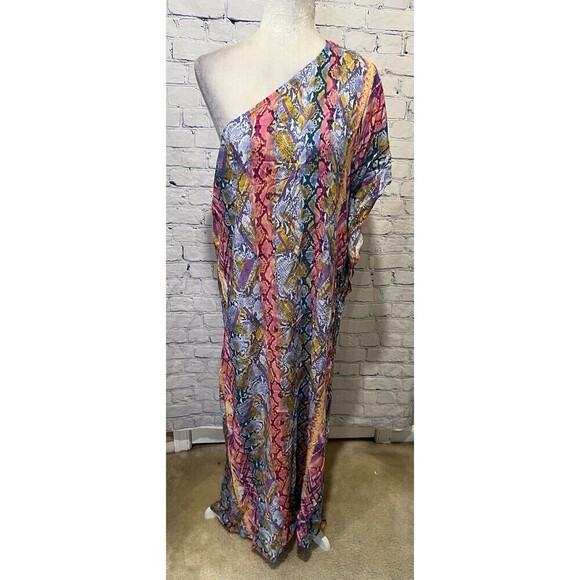 NWT Savanna Jane Women’s Multicolor Animal Print One Shoulder Maxi Dress Size M - Picture 2 of 7